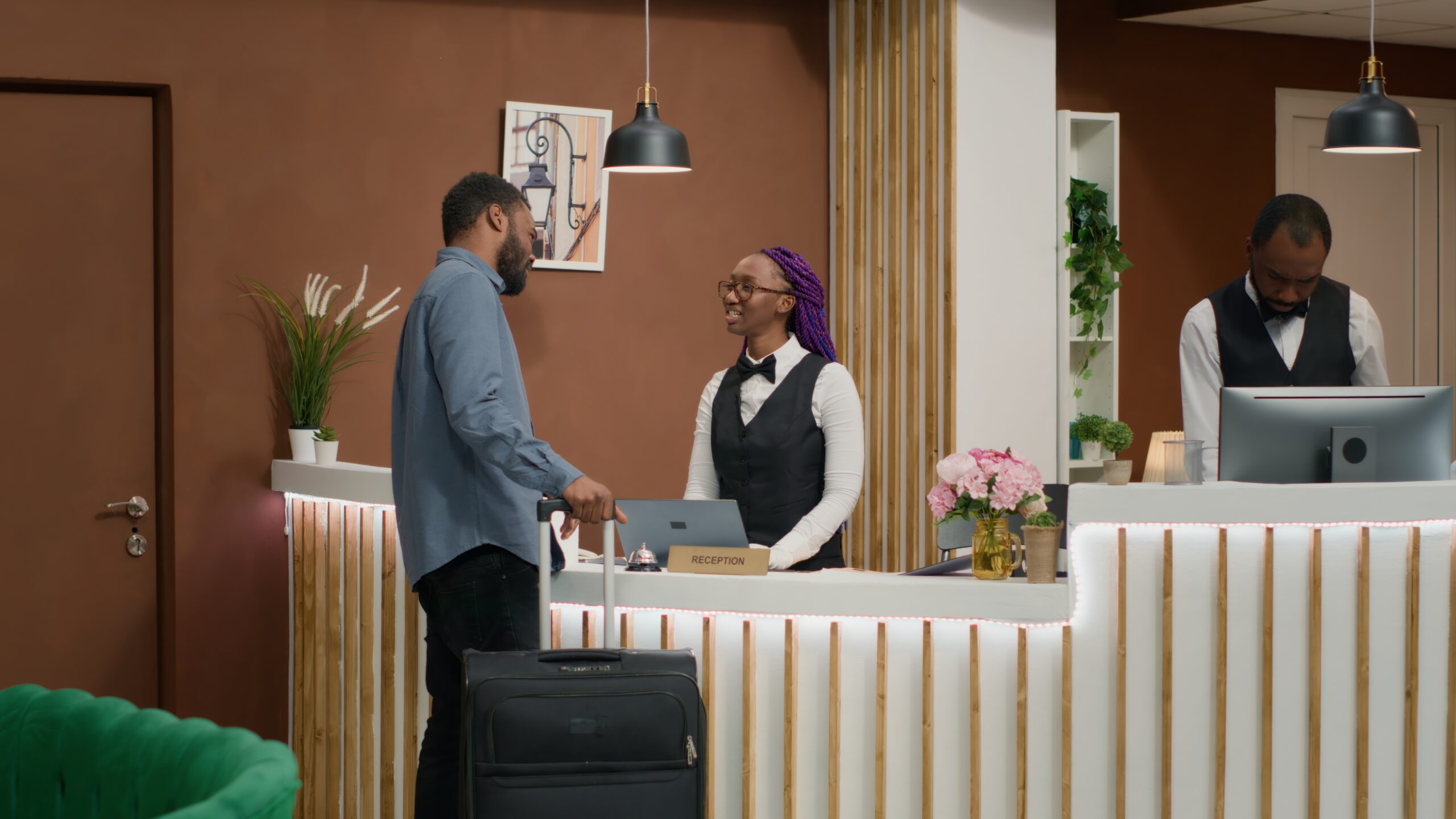 person does check in at reception